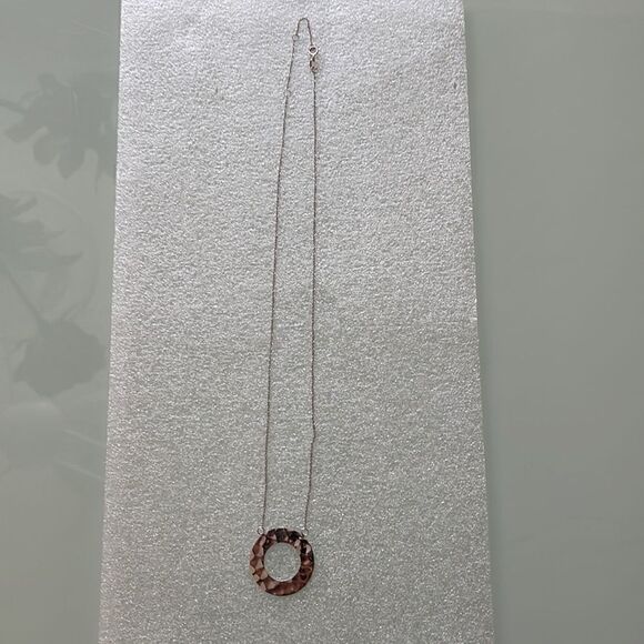 14k white gold round pendant attached 18 inches see picture can be made 16’’ - Picture 2 of 4